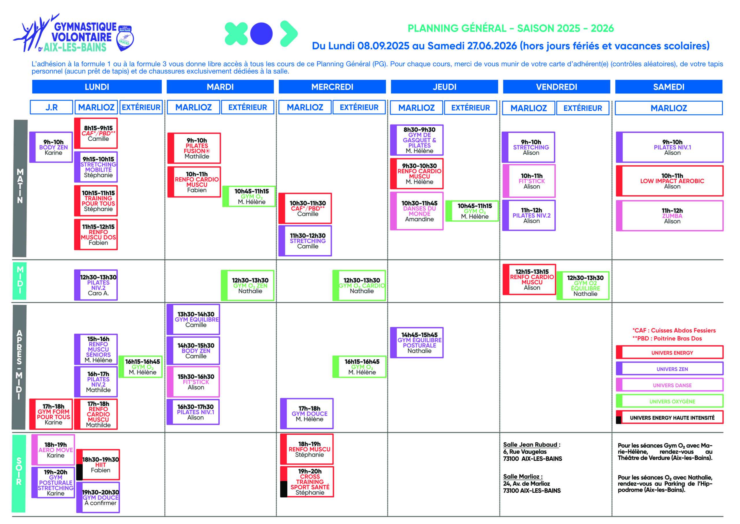 Planning général 2025-2026